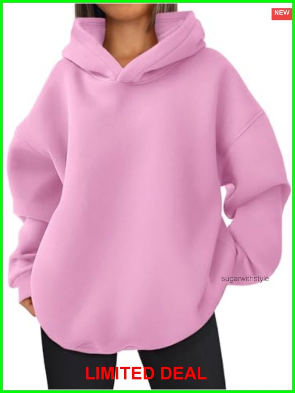 Oversized Hoodie Fleece Lined Cotton Polyester Pullover Casual Sweatshirt
